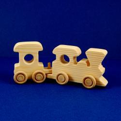 Train Birthday Party Favors - Package of 5 Wood Toy 2 Car Train Sets - Great for Toddler and Kids Parties